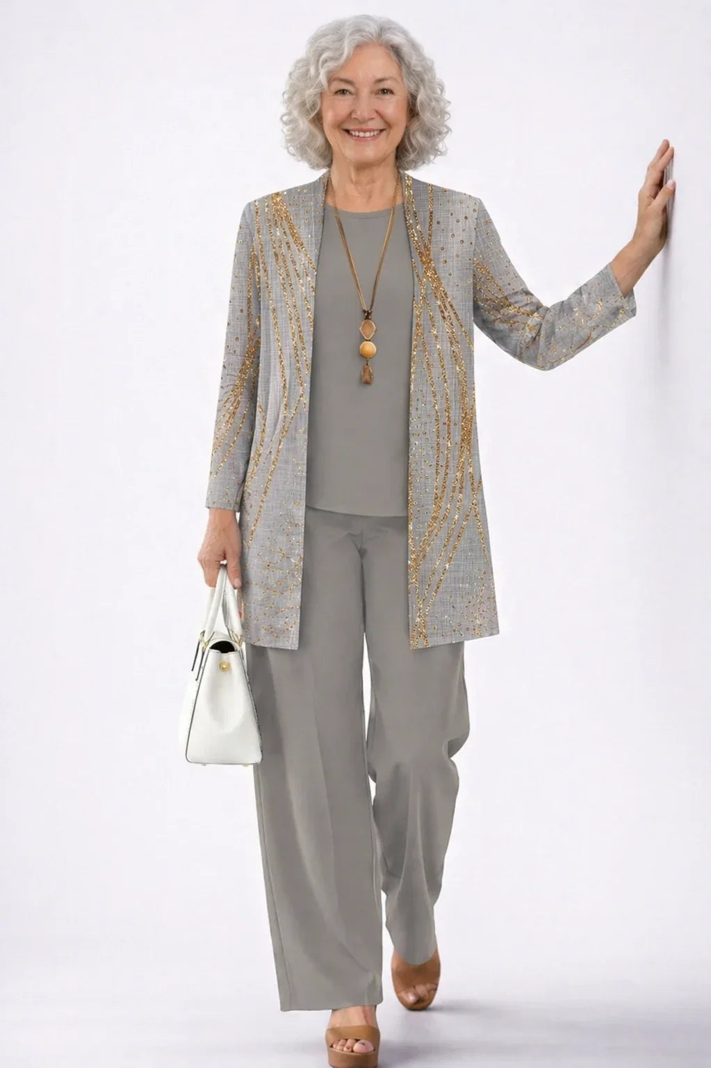 Azura | Grey & Gold Three-Piece Set