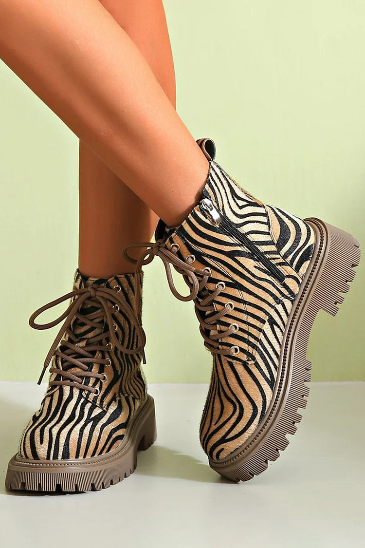 Stella | Bold Zebra Lace Boots