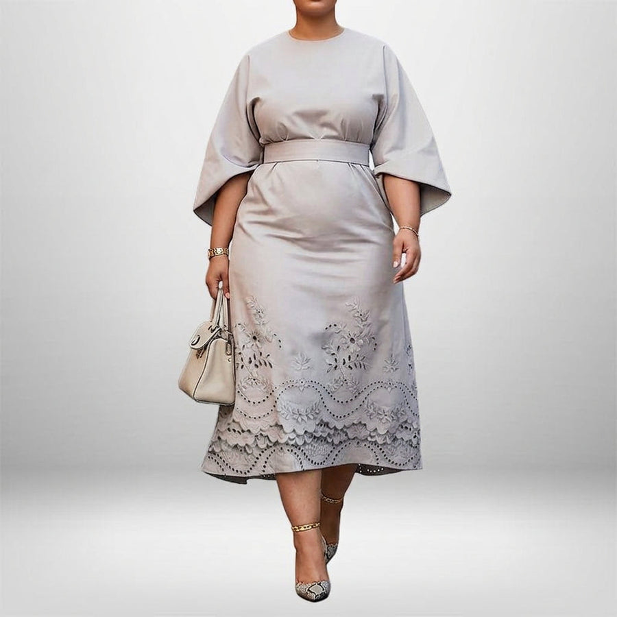 Elysia | Embroidered Sculpted Midi Dress