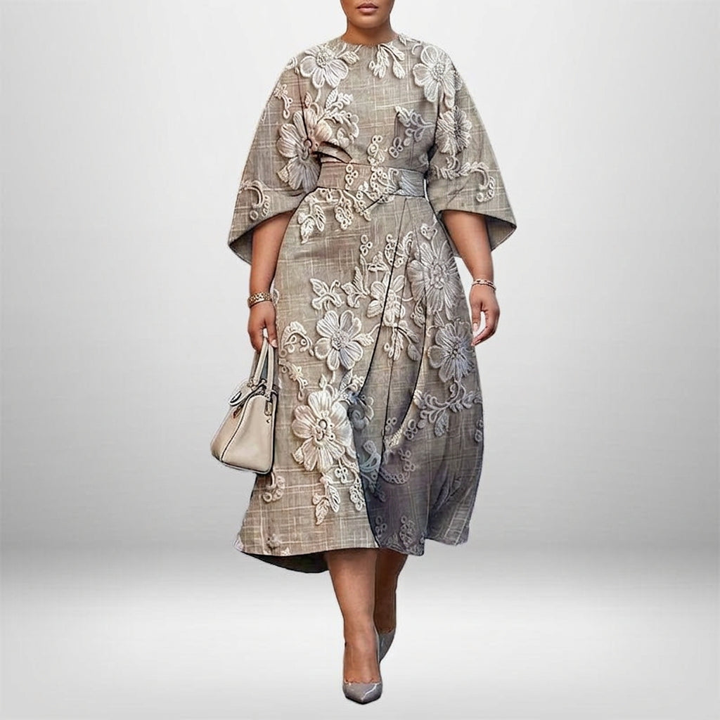 Althea | Sculpted Floral Midi Dress
