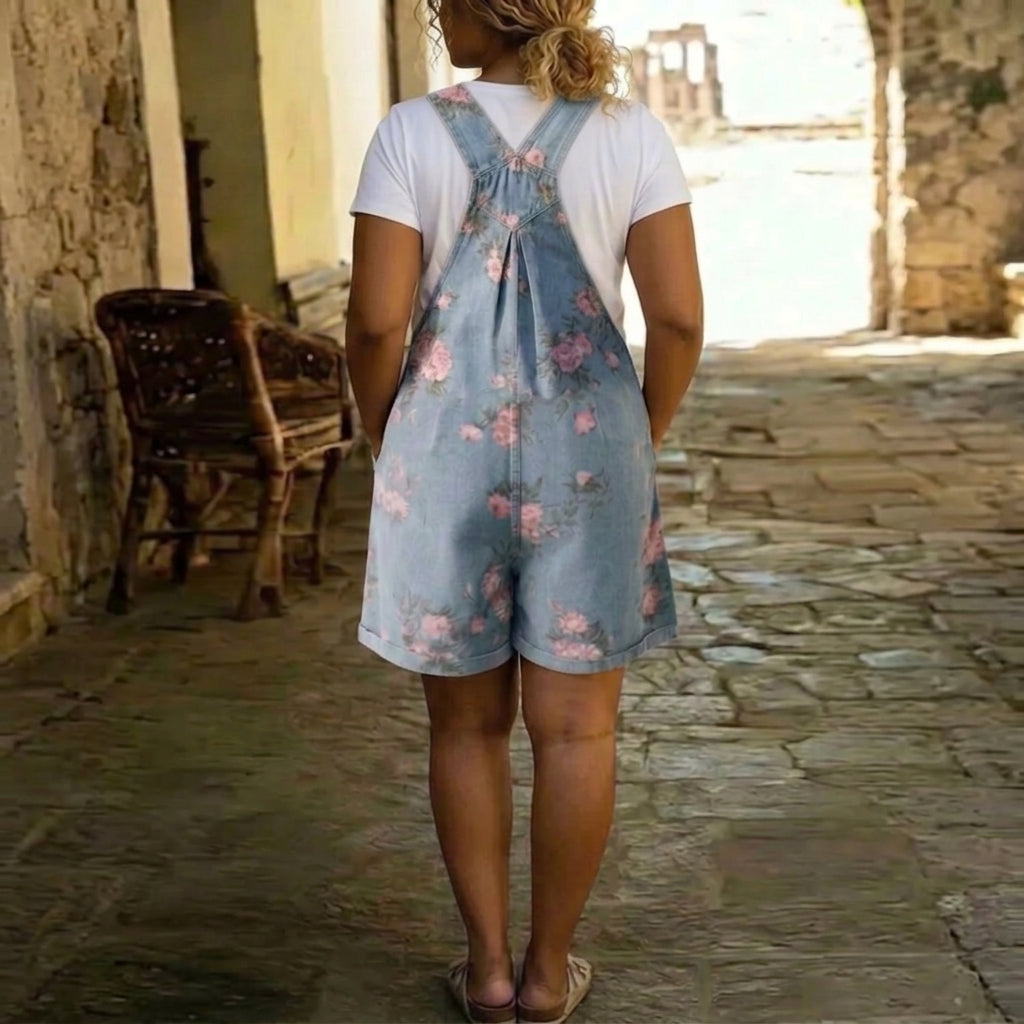 Judy | Floral Denim Jumpsuit