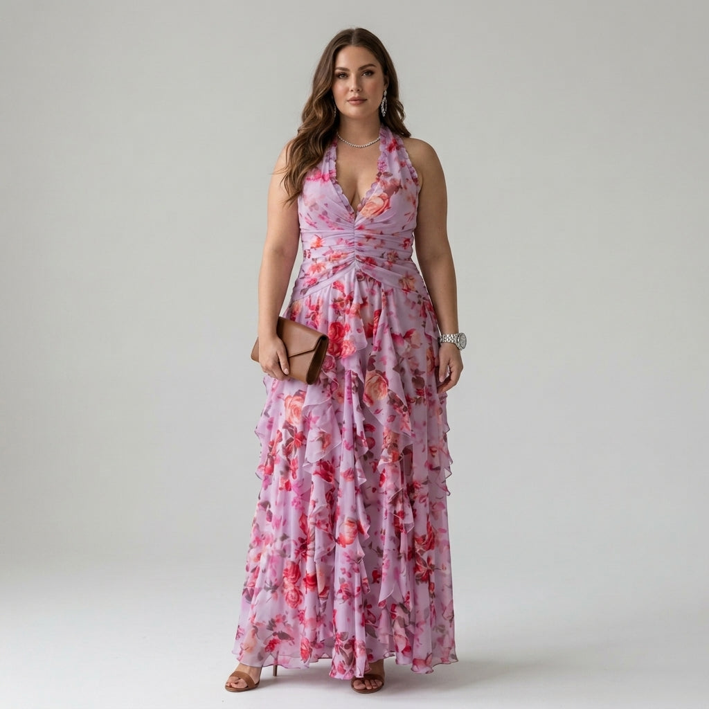 Nori | Ruched Bodice Floral Maxi Dress