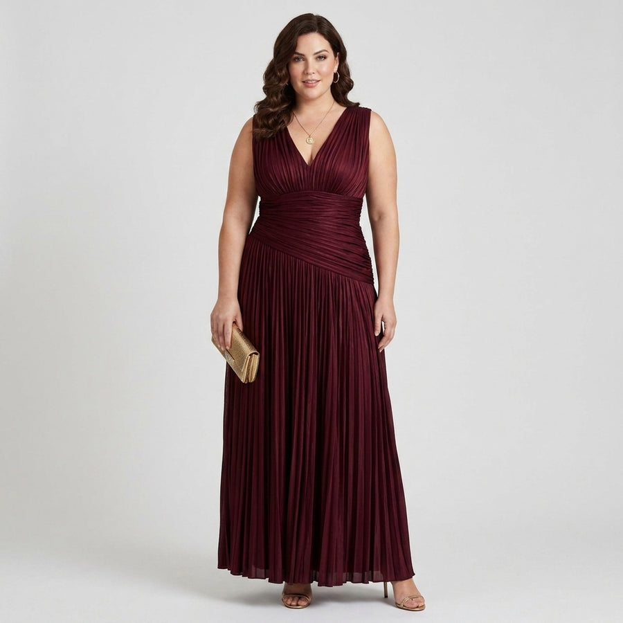 Lemar | Pleated V Neck Midi Dress