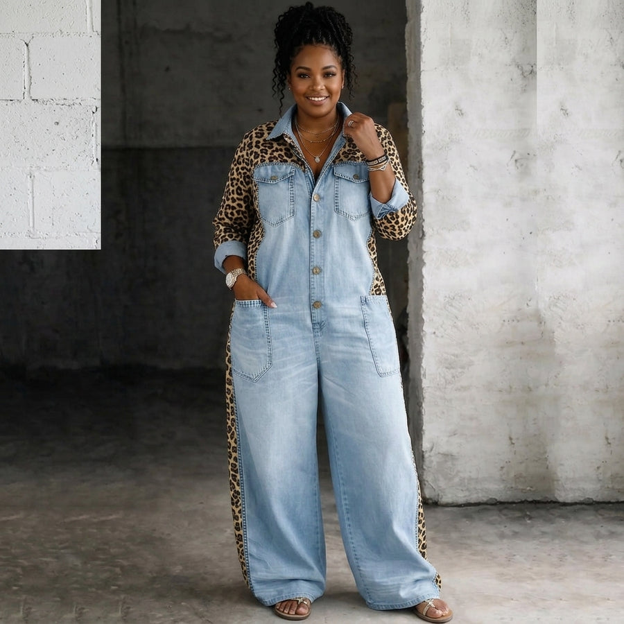 Amanda | One Piece Denim Shirt Jumpsuit