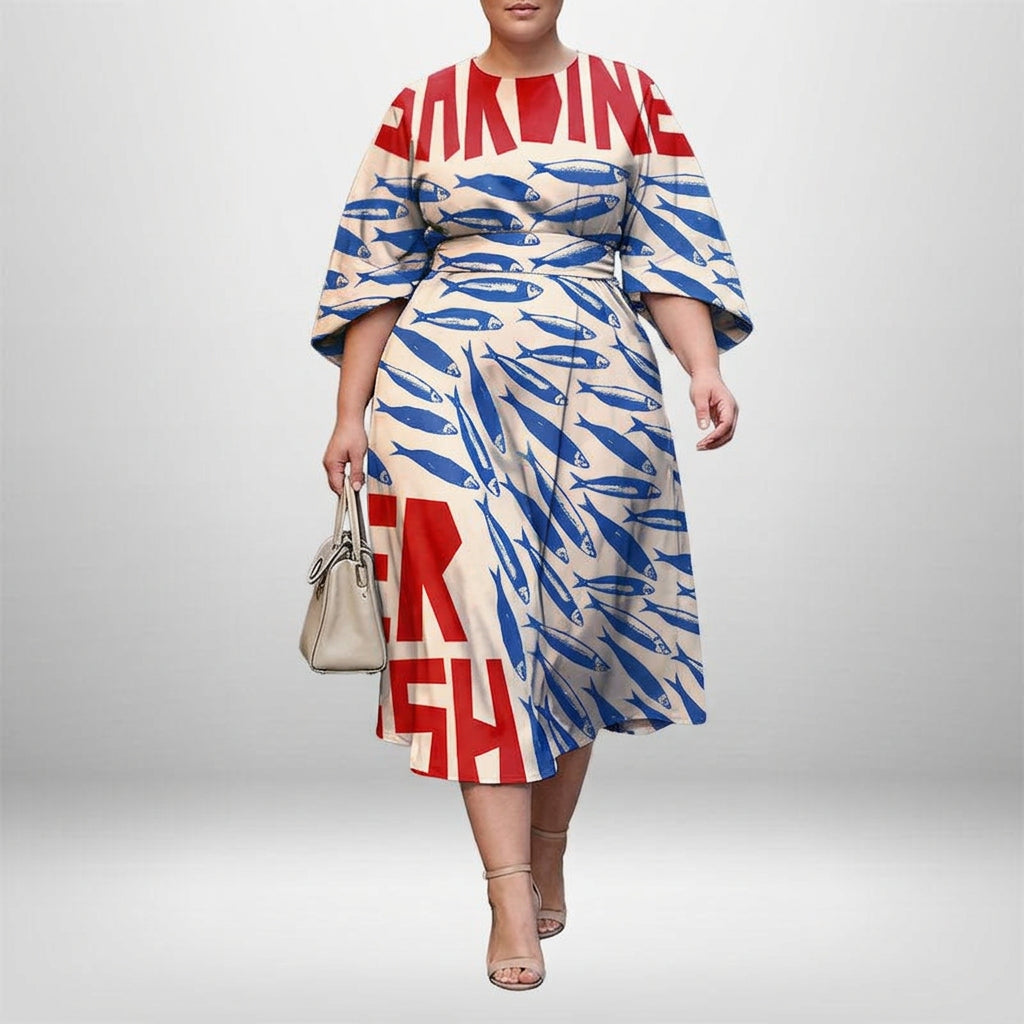 Marisol | Coastal Print Midi Dress