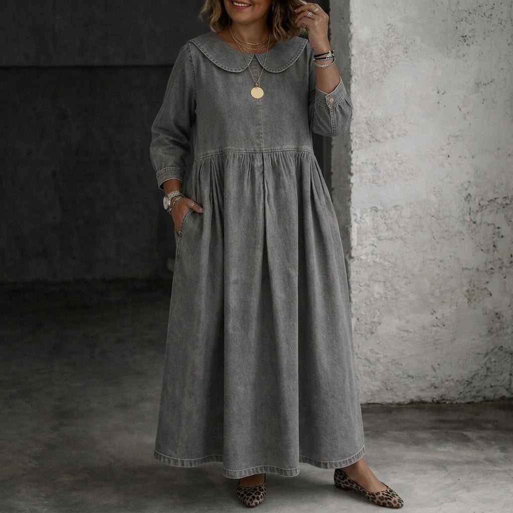 Clara | Peter Pan Collar Denim Dress