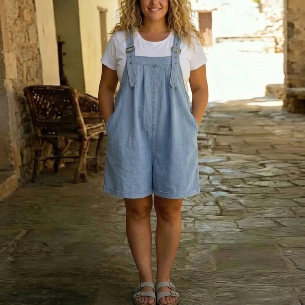 Clara | Denim Short Overall
