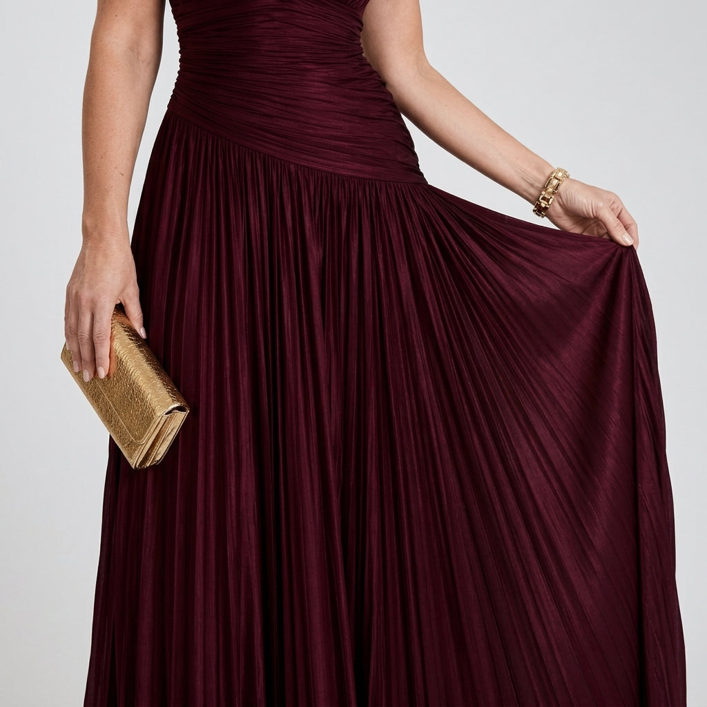 Lemar | Pleated V Neck Midi Dress