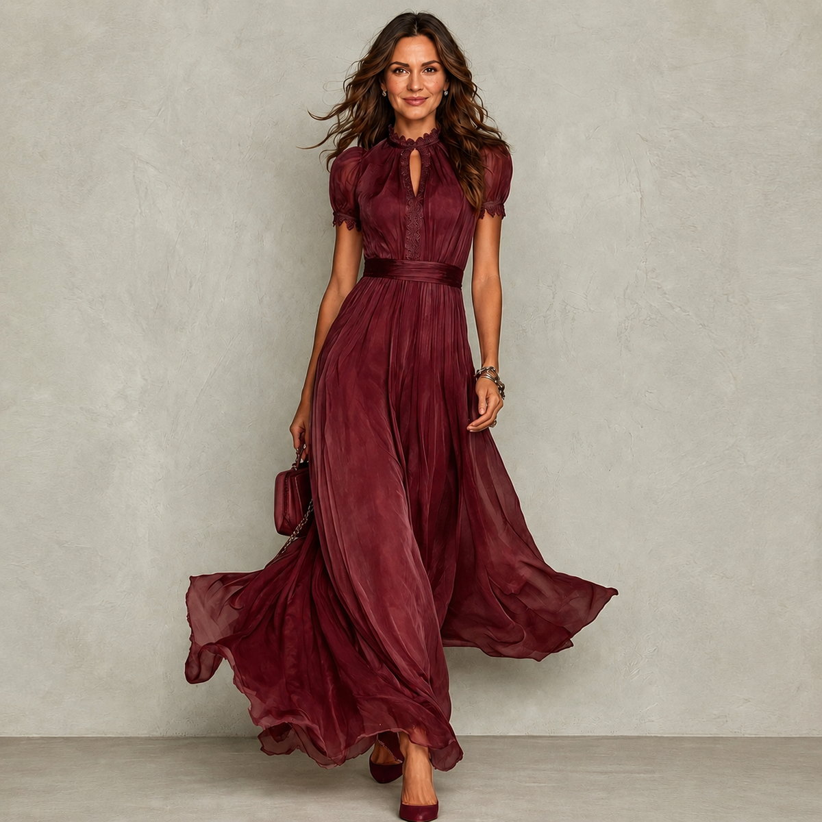Elsa | Ruffle Neck Pleated Dress