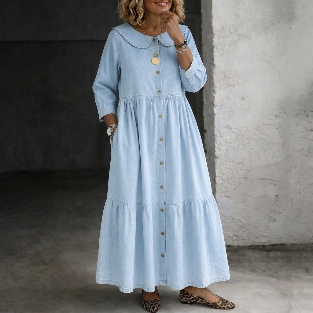 Clara | Peter Pan Collar Denim Dress