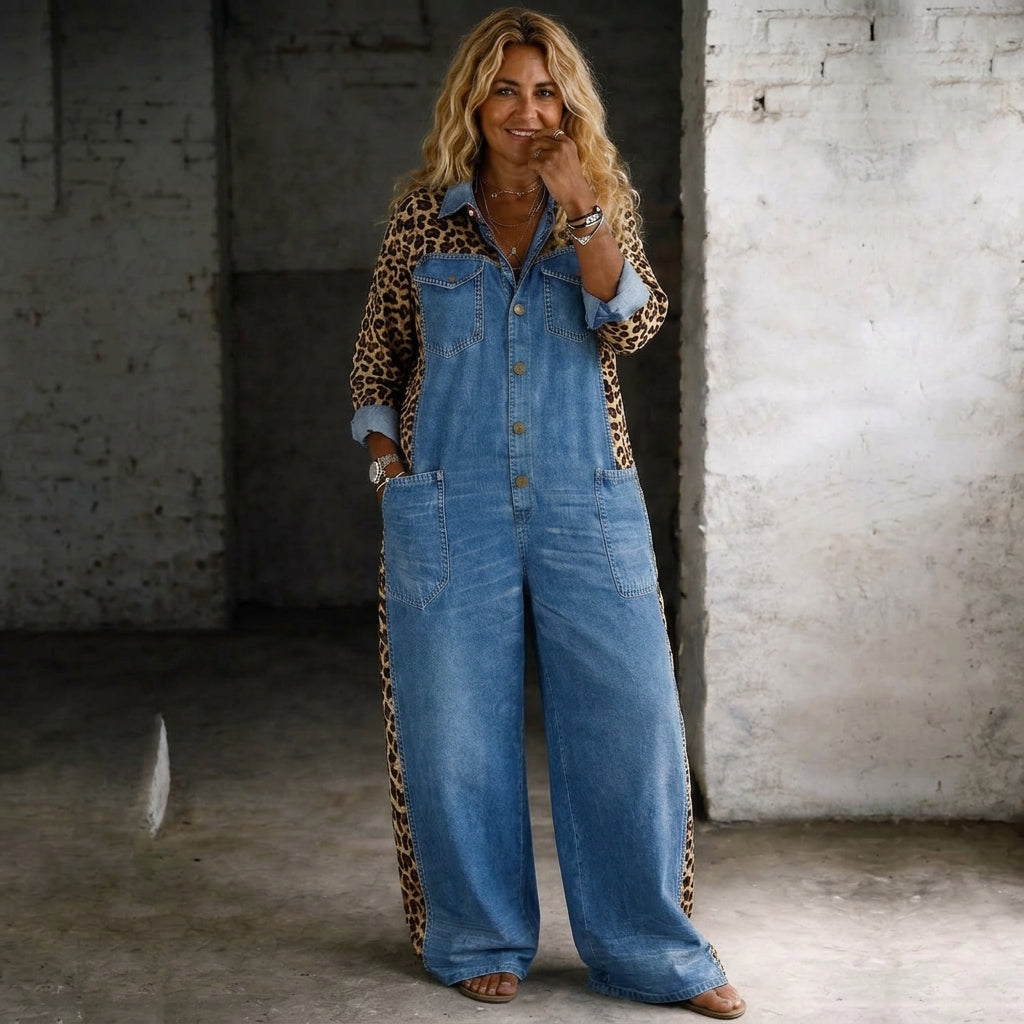 Amanda | One Piece Denim Shirt Jumpsuit