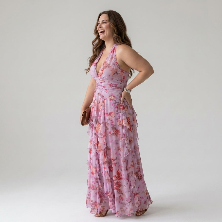 Nori | Ruched Bodice Floral Maxi Dress