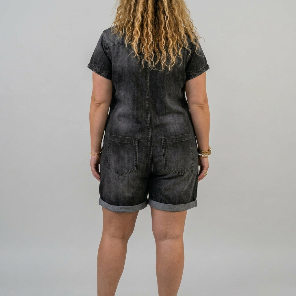 Joan | Denim-Look Short Overalls