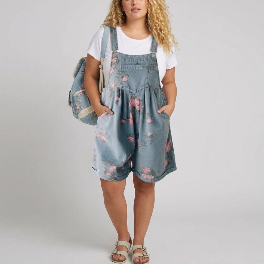 Judy | Floral Denim Jumpsuit