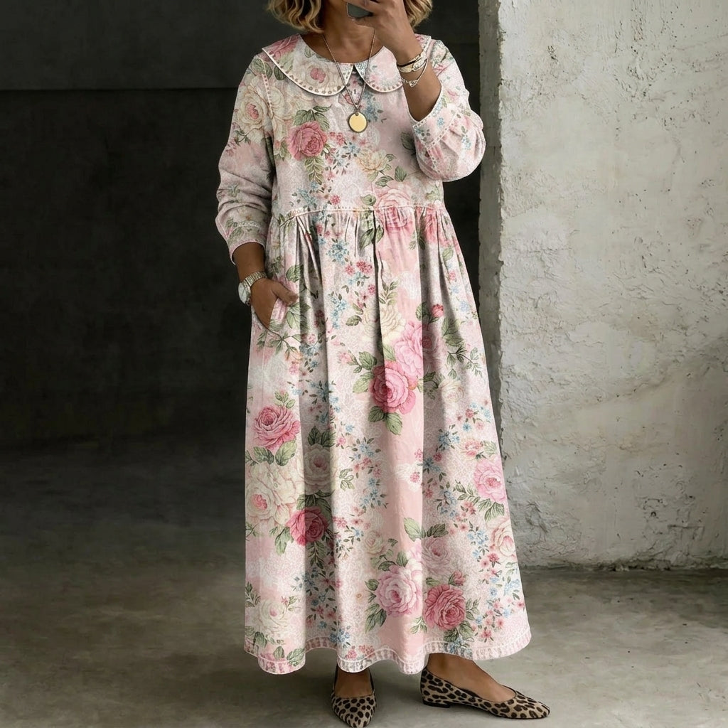 Brooklyn | Floral Collar Denim Dress