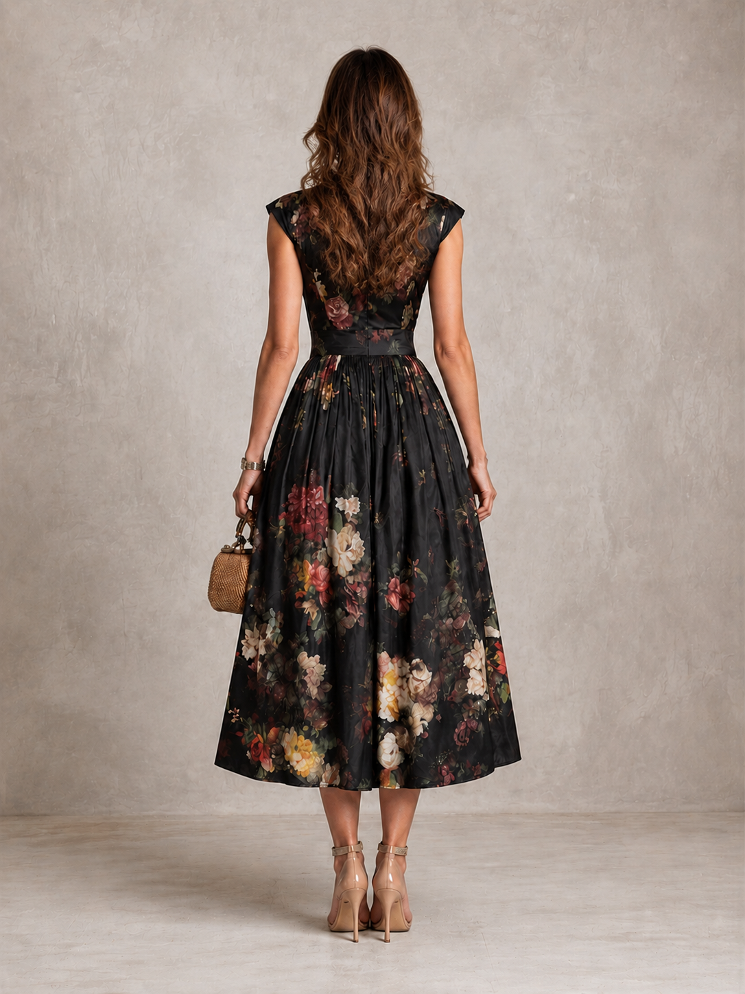 Theodosia | Floral Keyhole Midi Dress