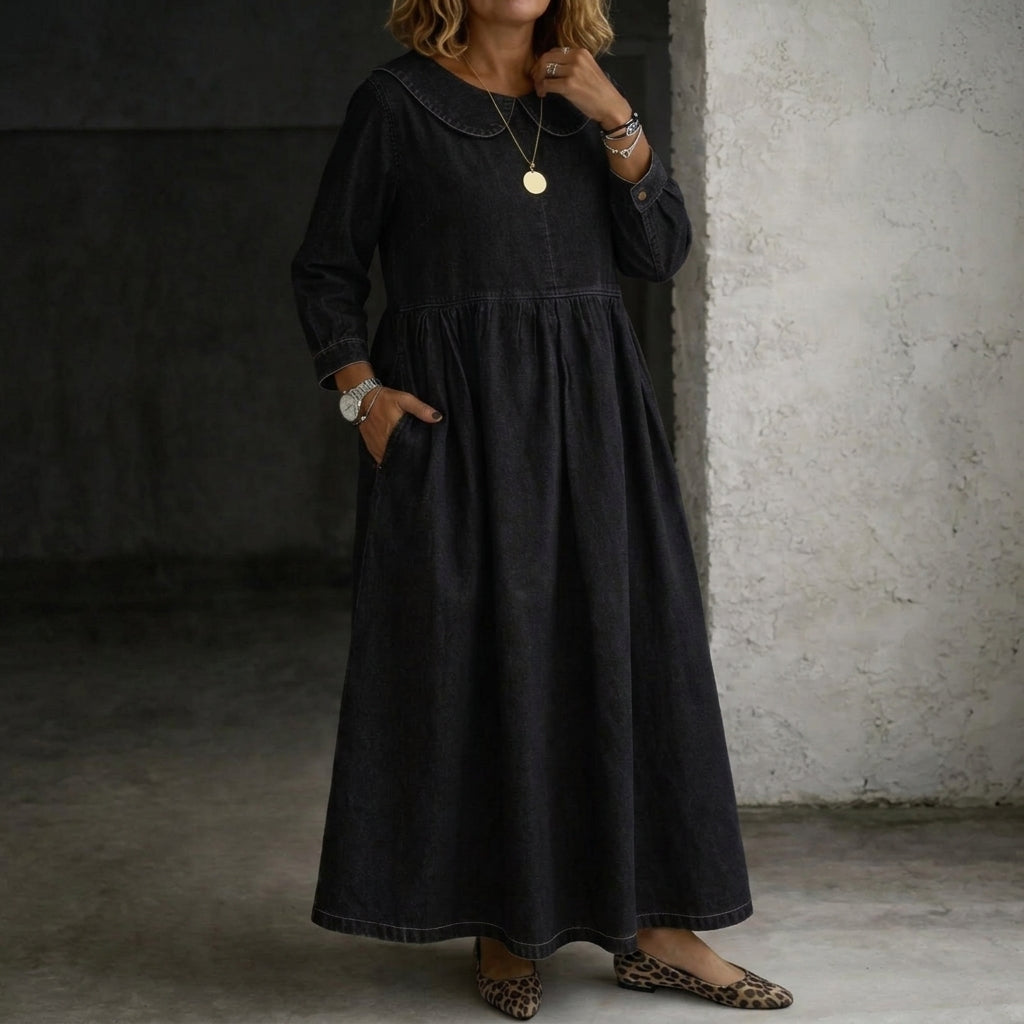 Clara | Peter Pan Collar Denim Dress