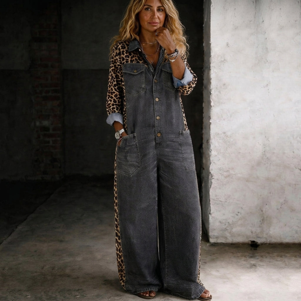 Amanda | One Piece Denim Shirt Jumpsuit