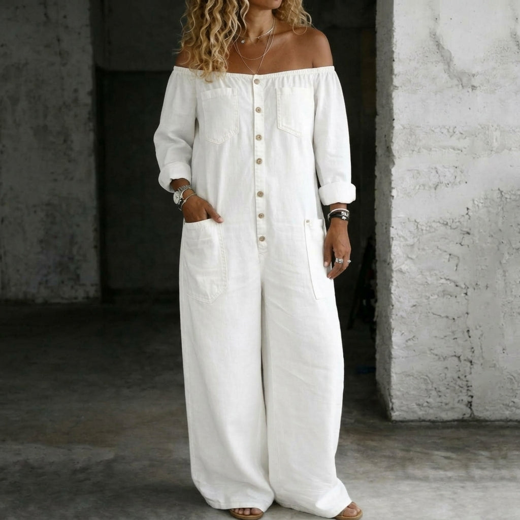 Elena | Off Shoulder Long Sleeve Jumpsuit