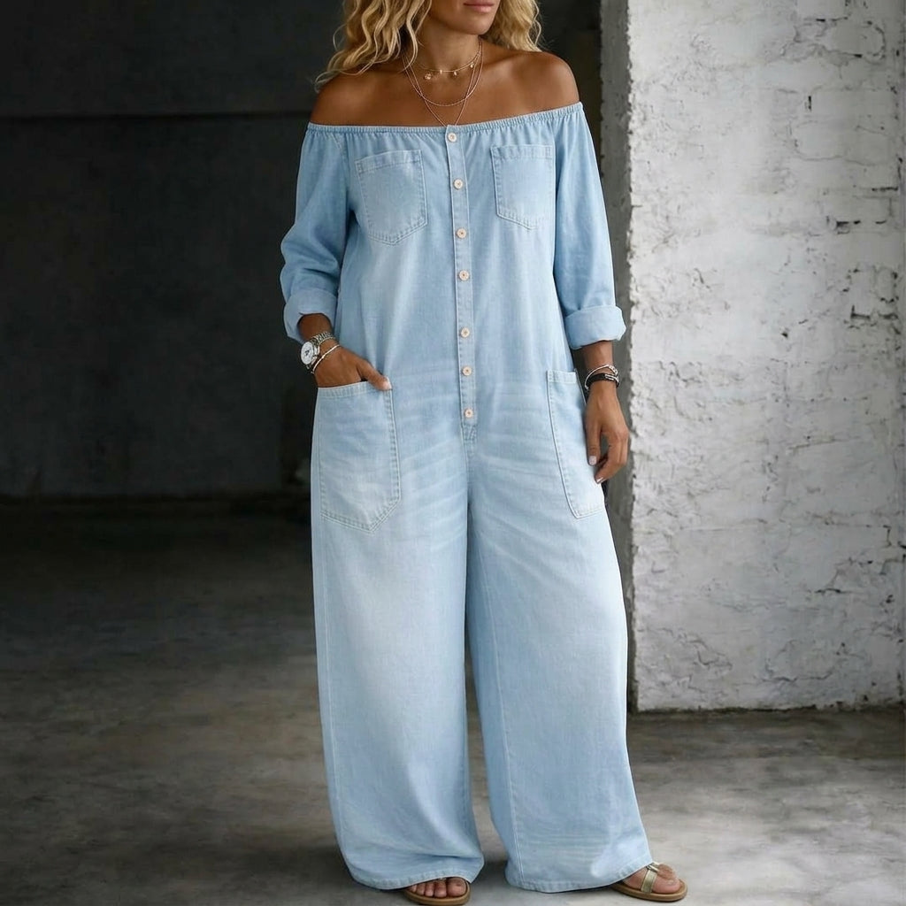 Elena | Off Shoulder Long Sleeve Jumpsuit