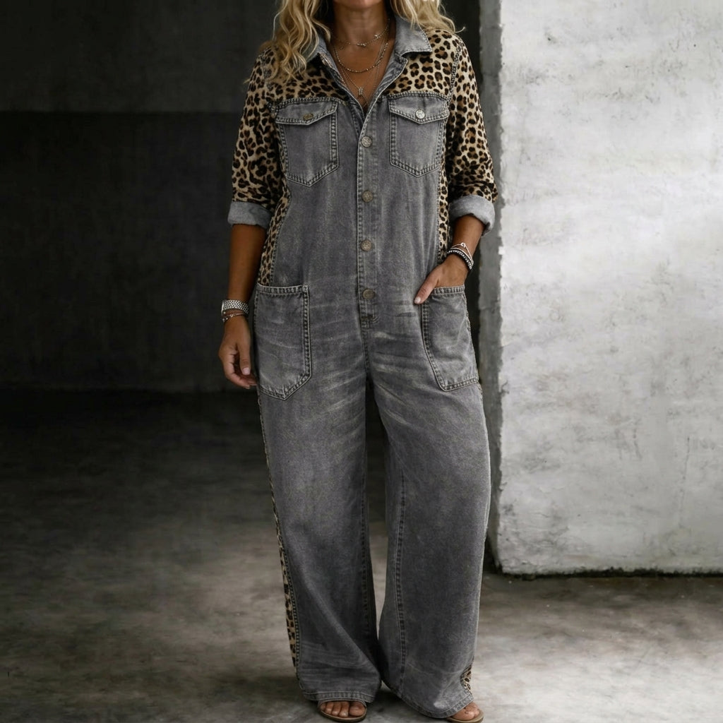 Amanda | One Piece Denim Shirt Jumpsuit
