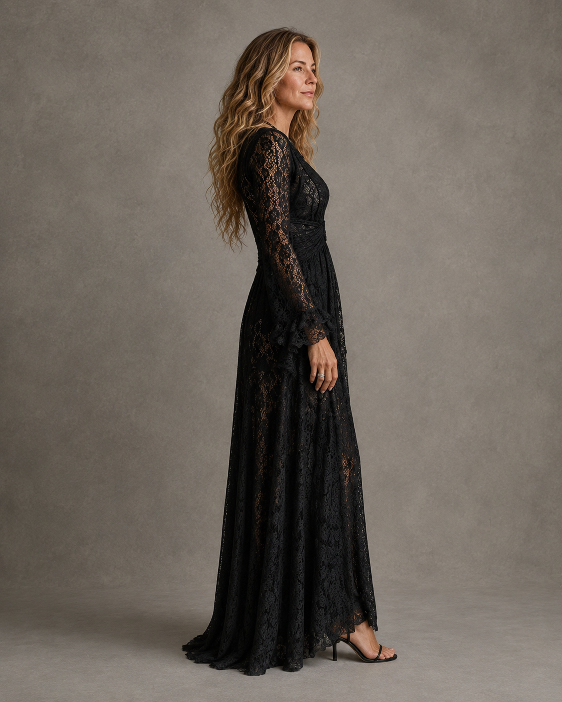Morgana | Black Plunge V-Neck Sleeve Maxi Dress