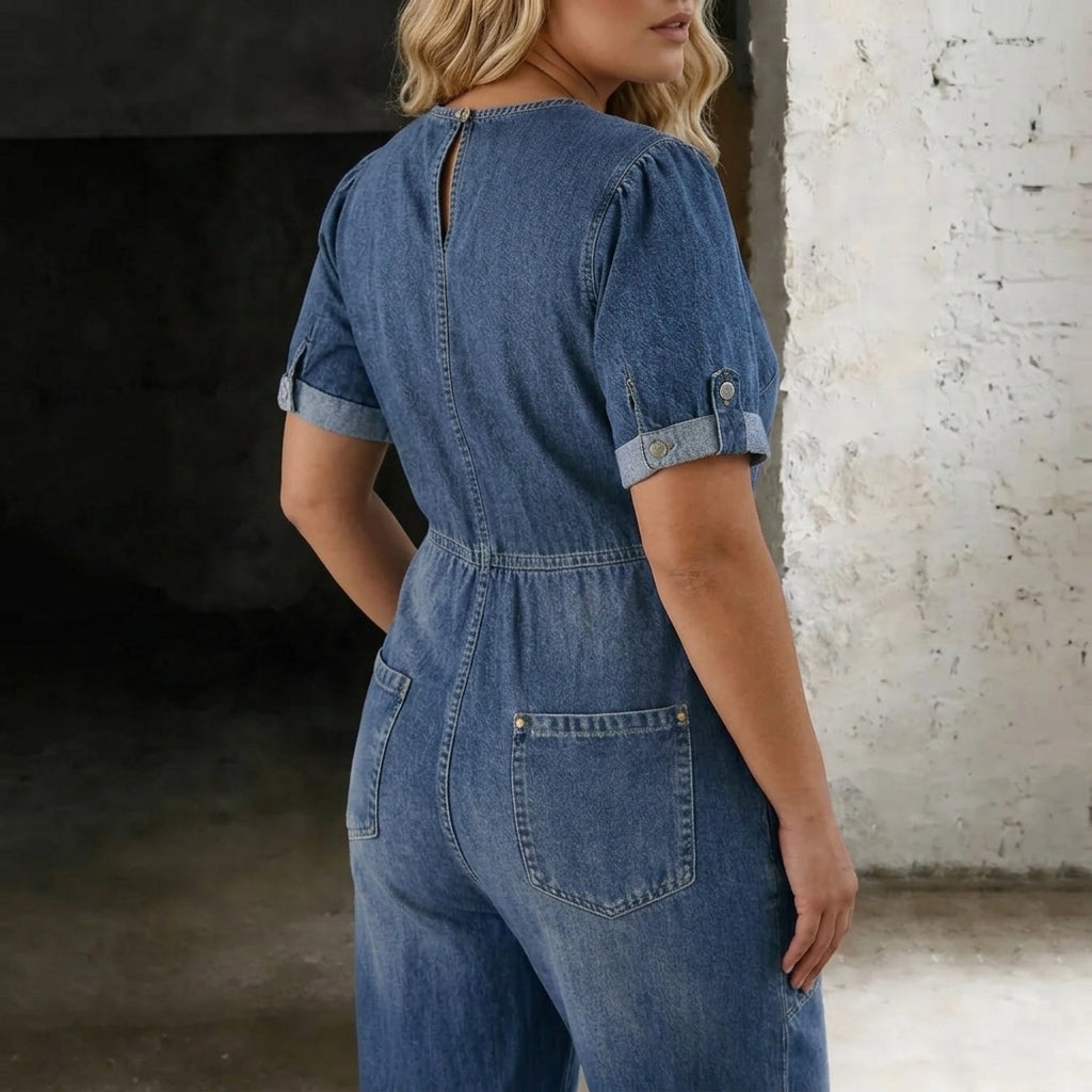 Maya | V Neck Short Sleeve Jumpsuit
