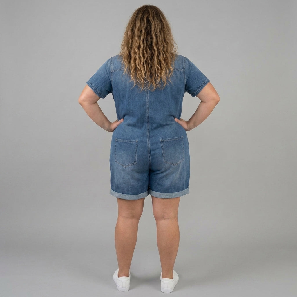 Joan | Denim-Look Short Overalls