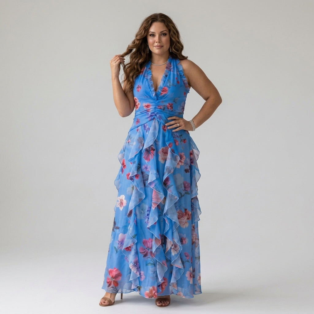 Nori | Ruched Bodice Floral Maxi Dress