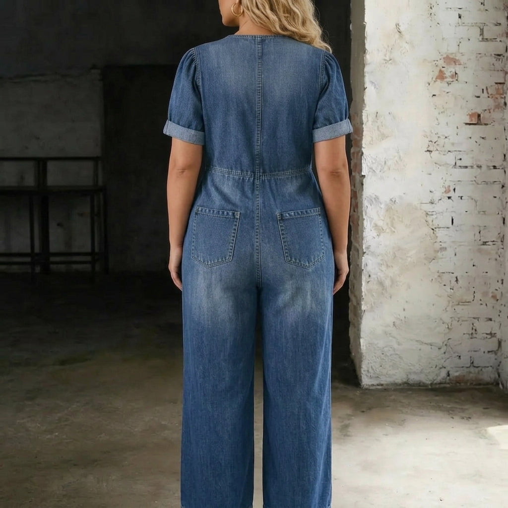 Maya | V Neck Short Sleeve Jumpsuit
