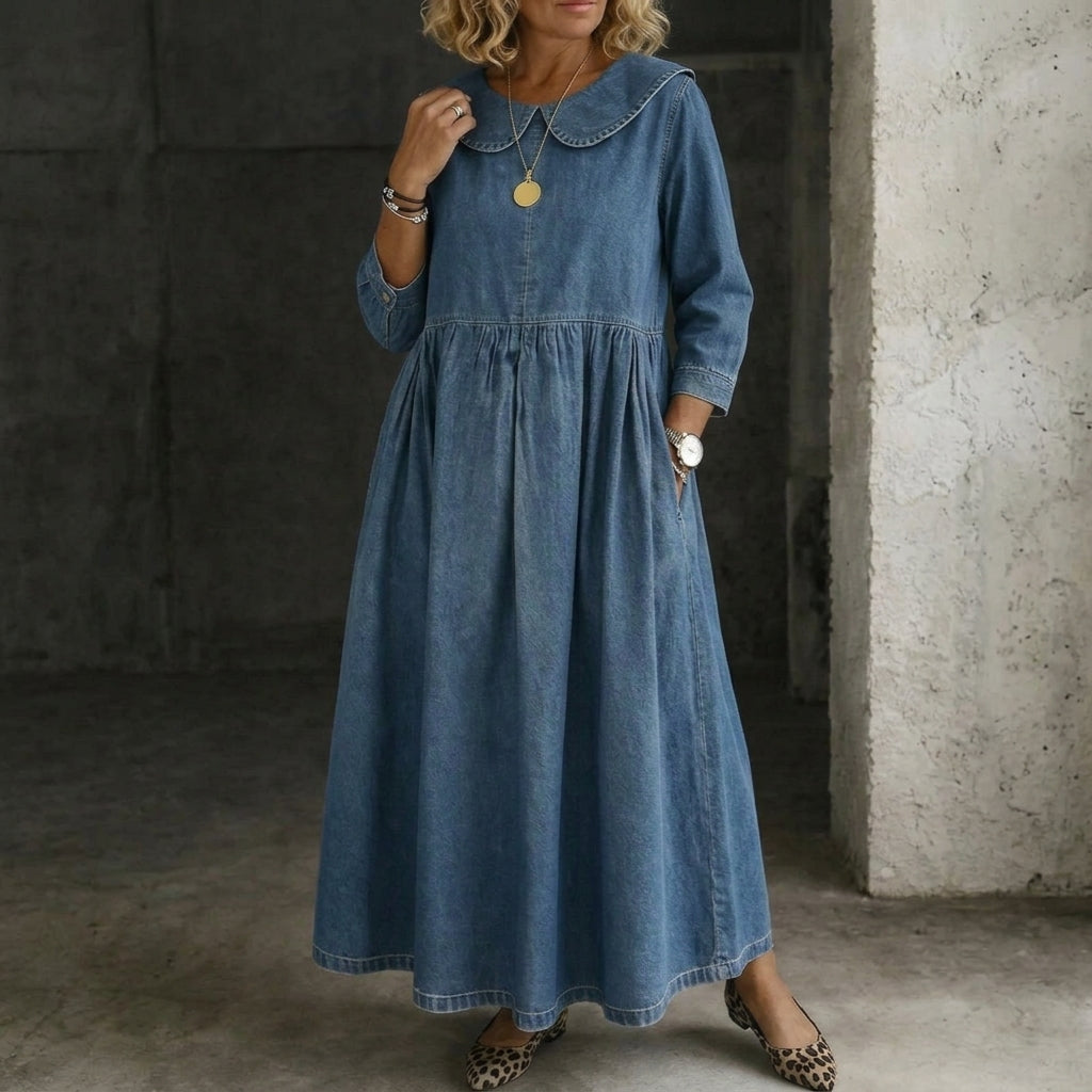 Clara | Peter Pan Collar Denim Dress