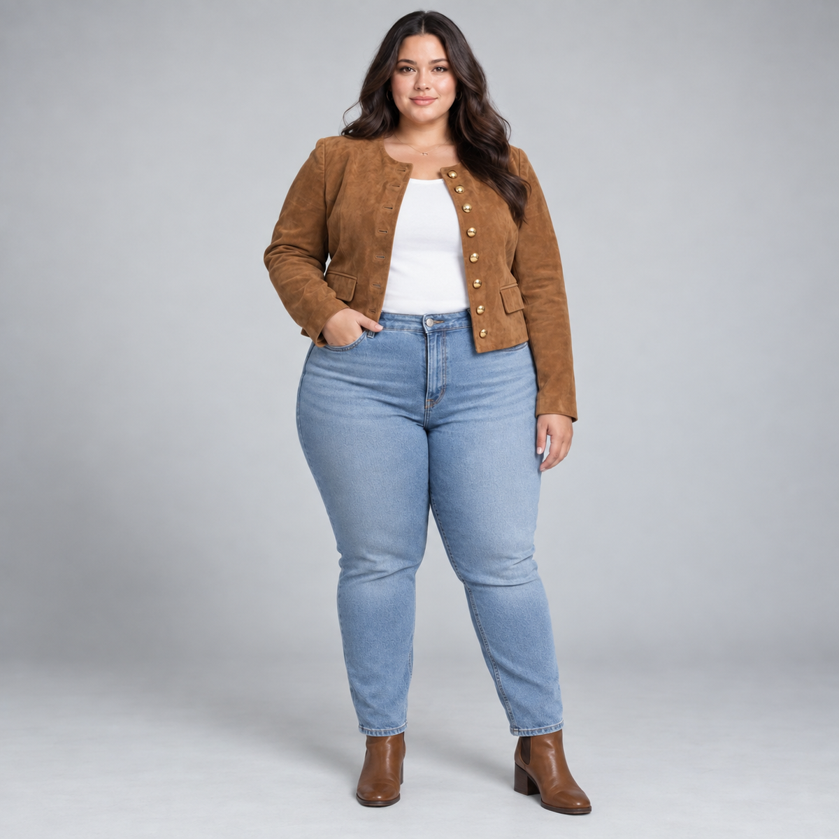 Elowen | Collarless Gold-Button Jacket
