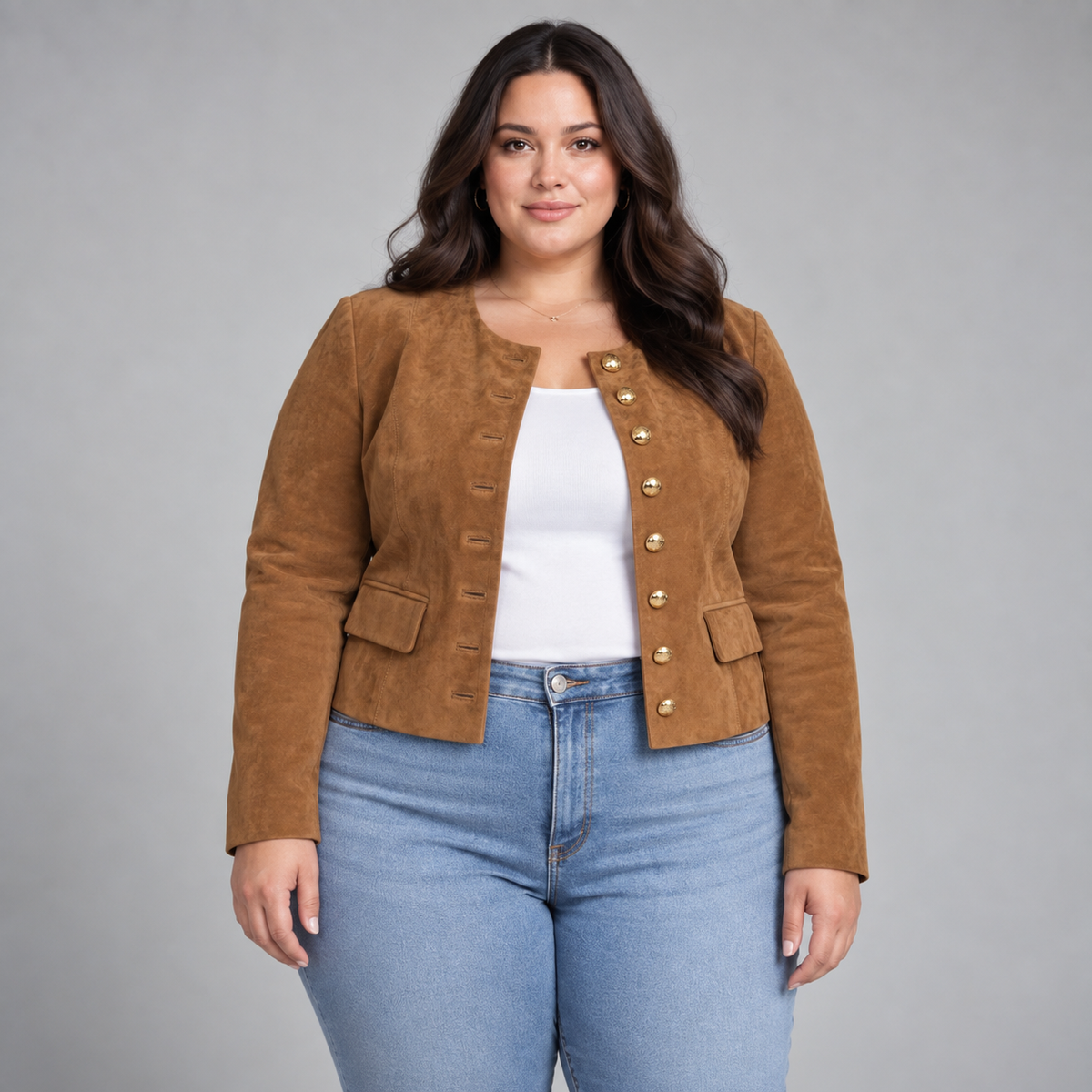 Elowen | Collarless Gold-Button Jacket