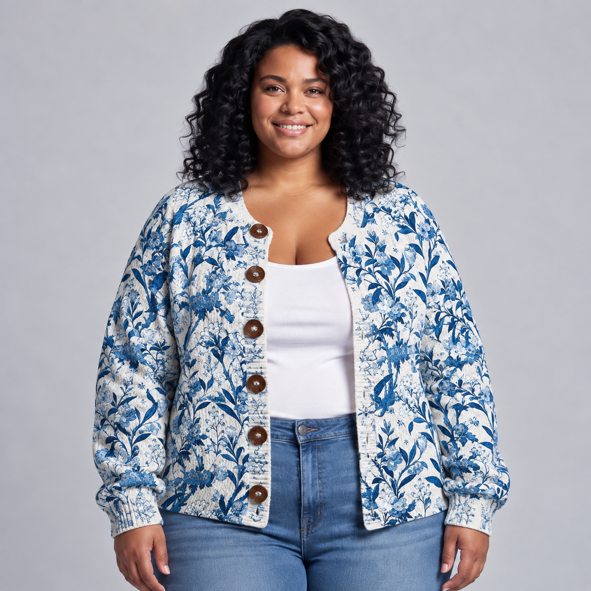 Tiverly | Vintage Floral Button Front Cardigan