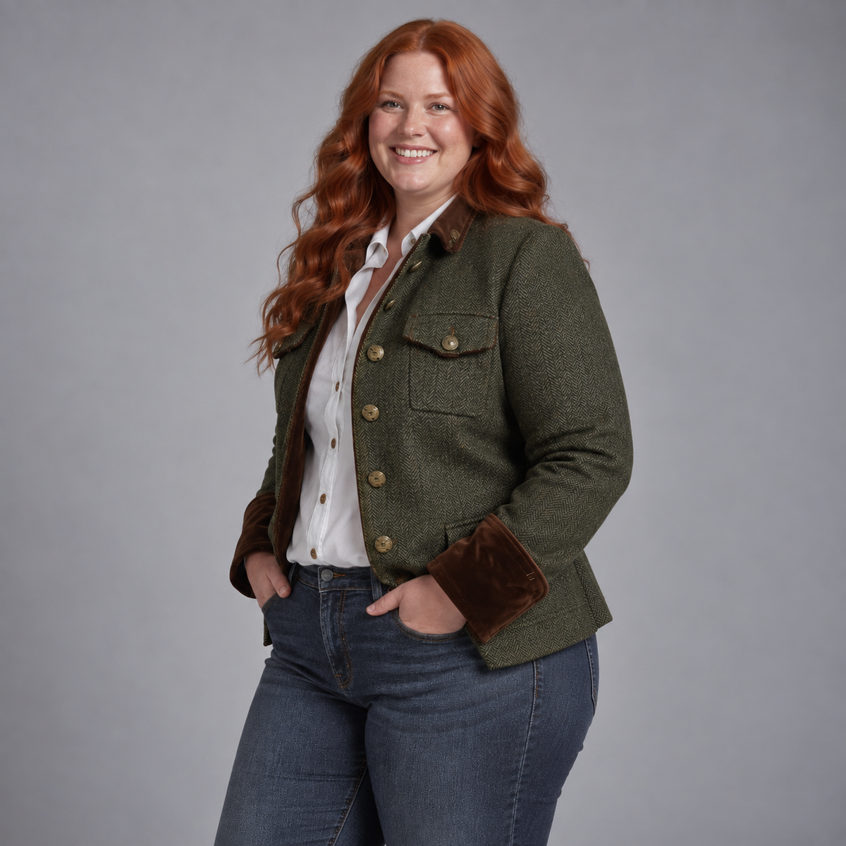 Vivienne | Herringbone Contrast Trim Blazer