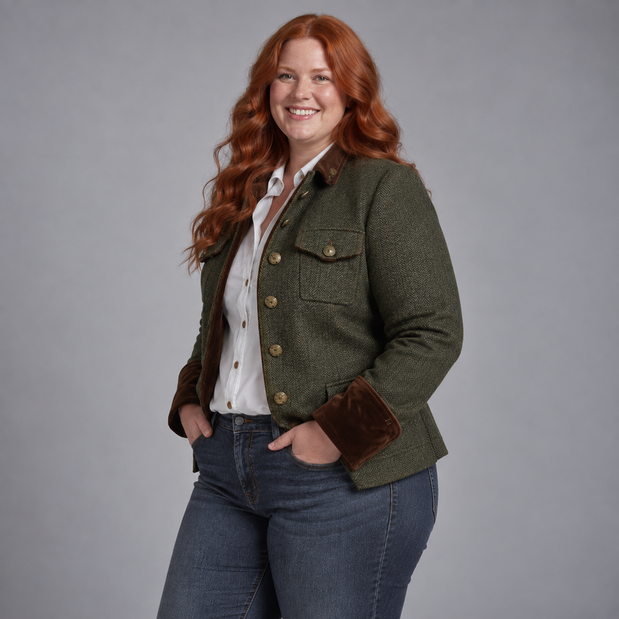 Vivienne | Herringbone Contrast Trim Blazer
