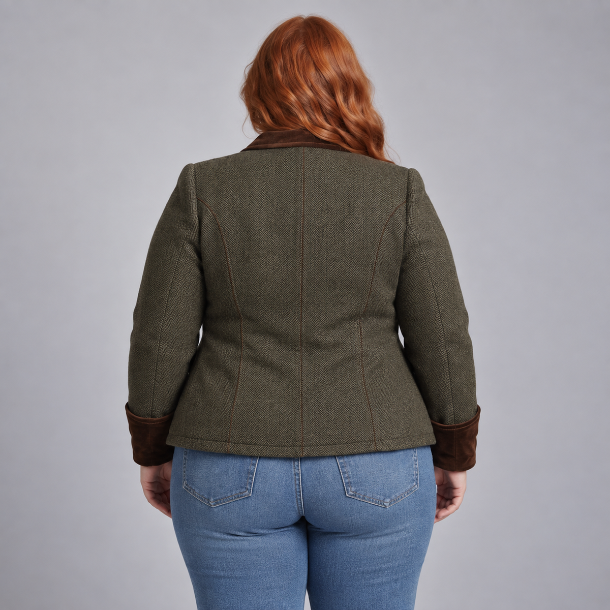 Vivienne | Herringbone Contrast Trim Blazer