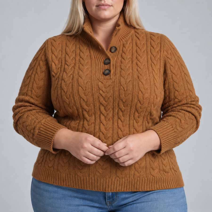 Elara | Cable Knit Button-Neck