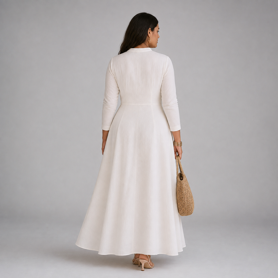 Thelma Mandarin Collar Maxi Dress