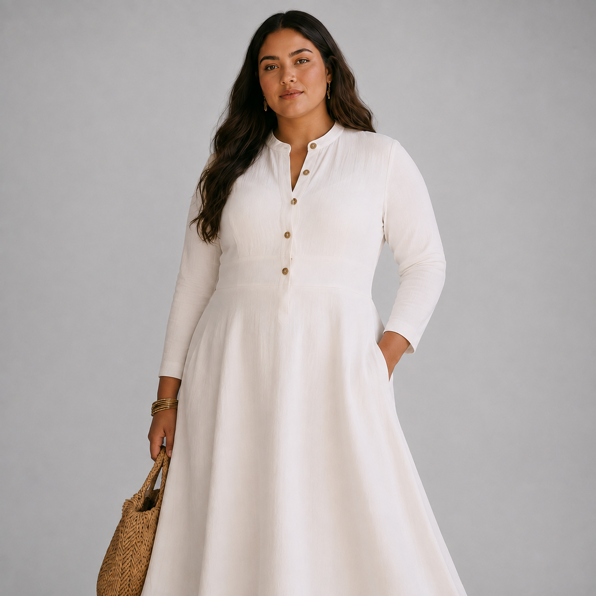 Thelma Mandarin Collar Maxi Dress