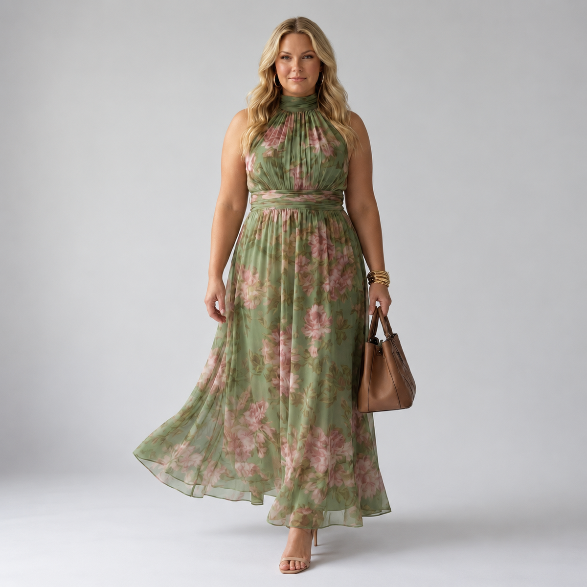 Mirelle | Gathered Halter Midi Dress