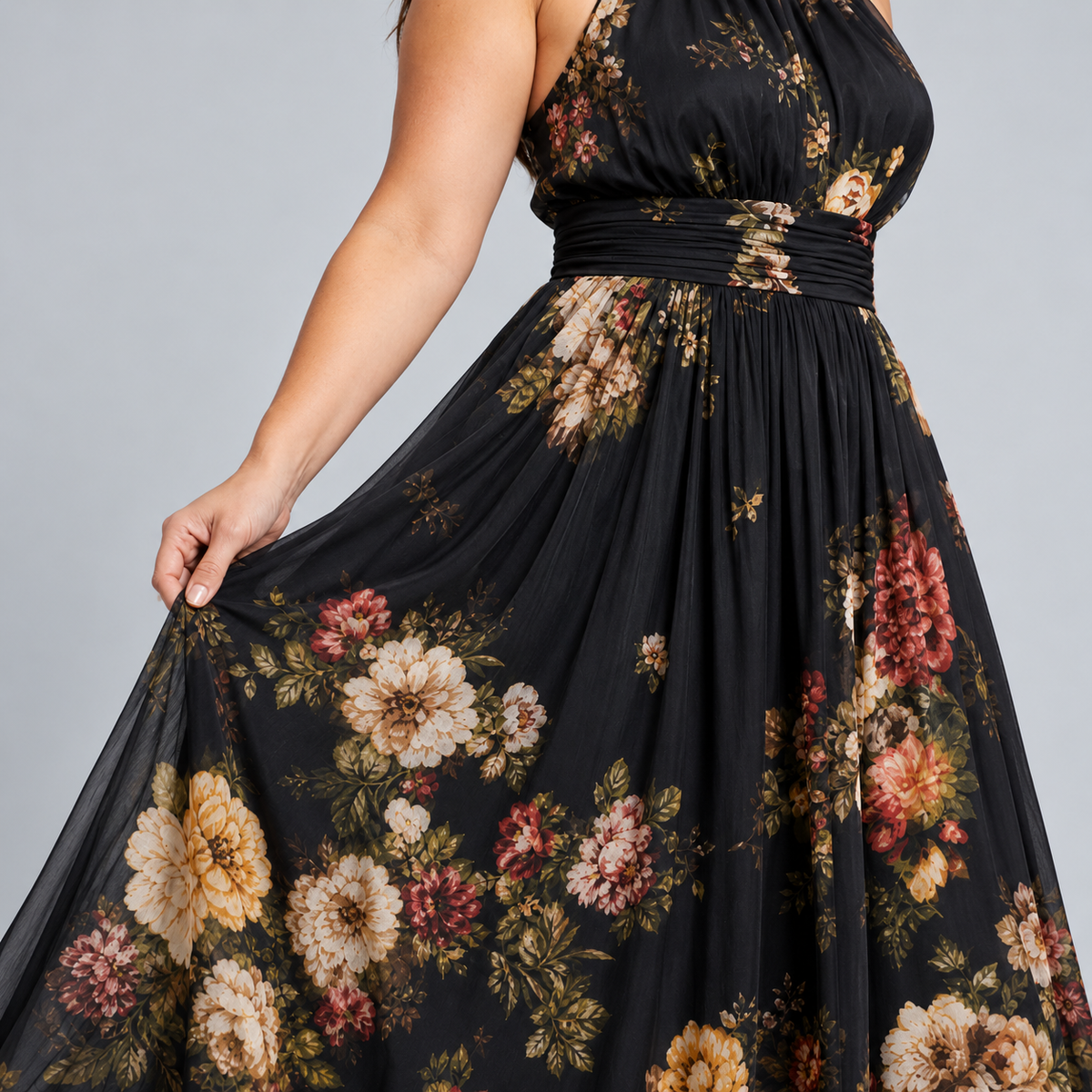 Sior | Floral Halter Neck Midi Dress