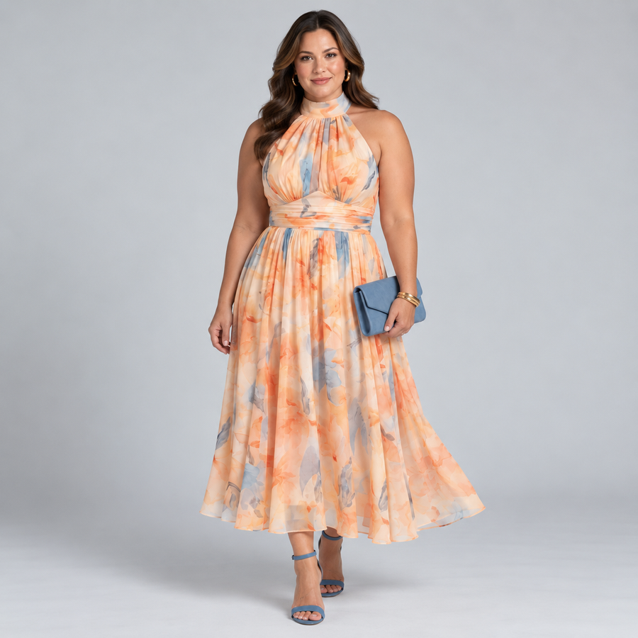 Elin™ Soft Halter Midi Dress