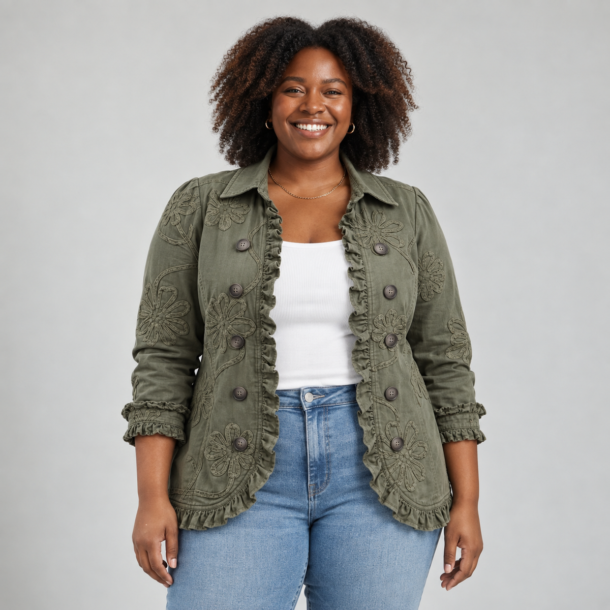 Helen – Embroidered Frill Jacket