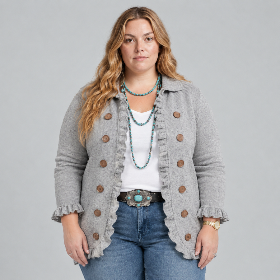 Esme - Grey Vintage Frill Cardigan
