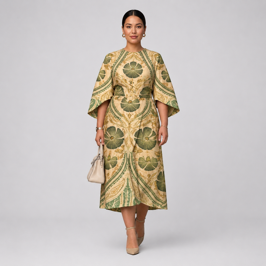Serenza | Regal Floral Midi Dress