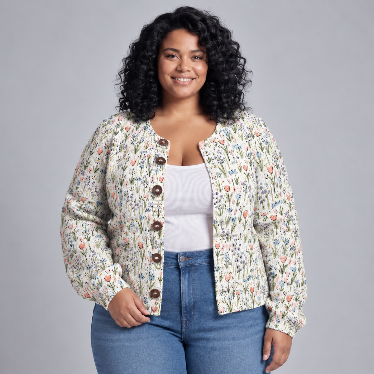 Ivadelle | Vintage Floral Knit Cardigan