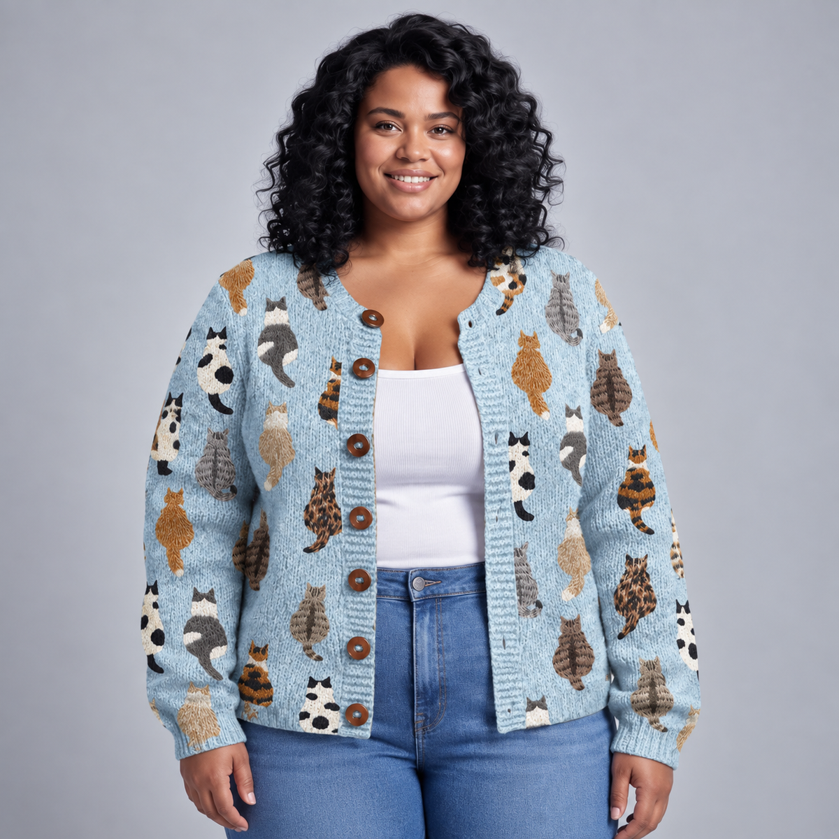 Clementine | Cosy Cat Print Cardigan