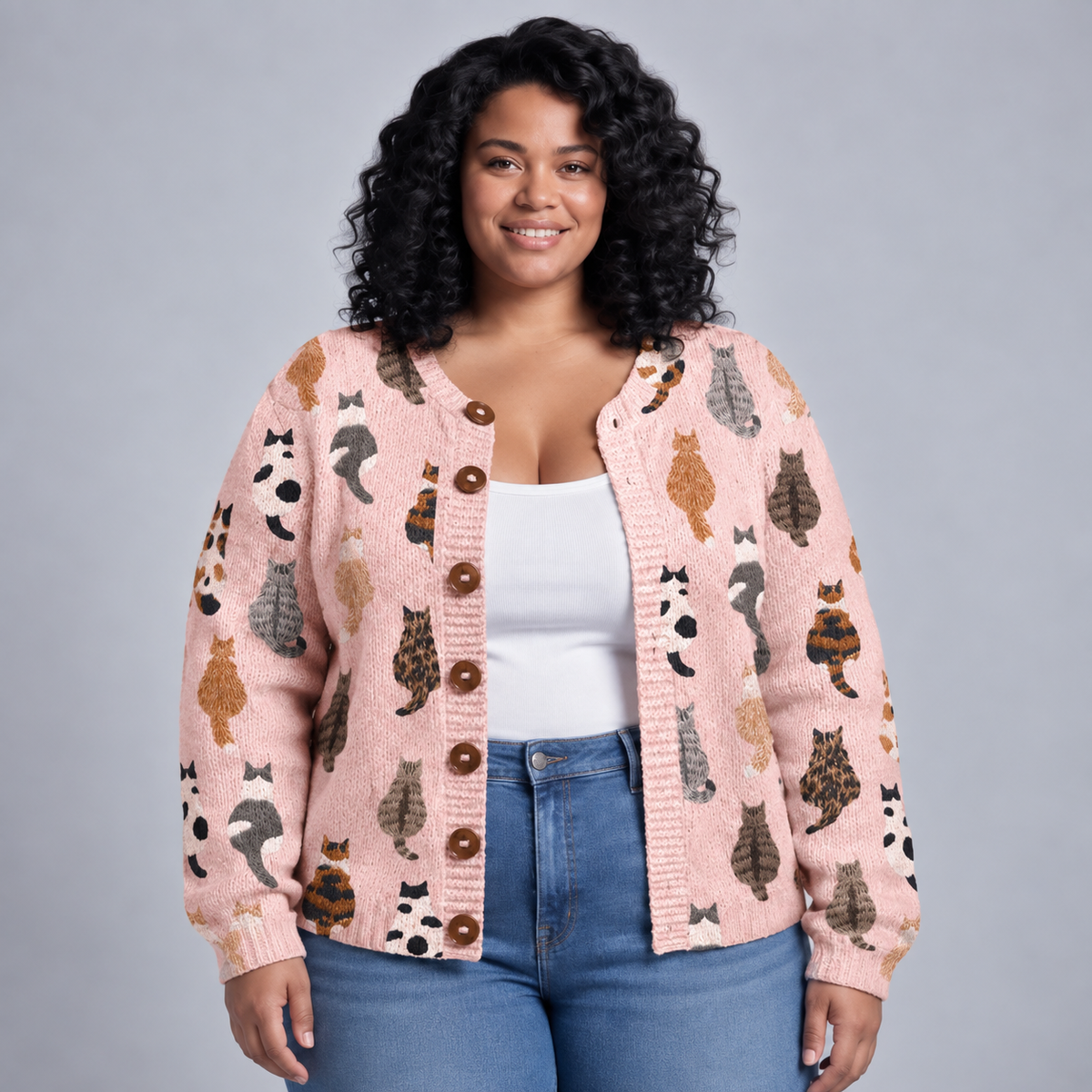 Clementine | Cosy Cat Print Cardigan