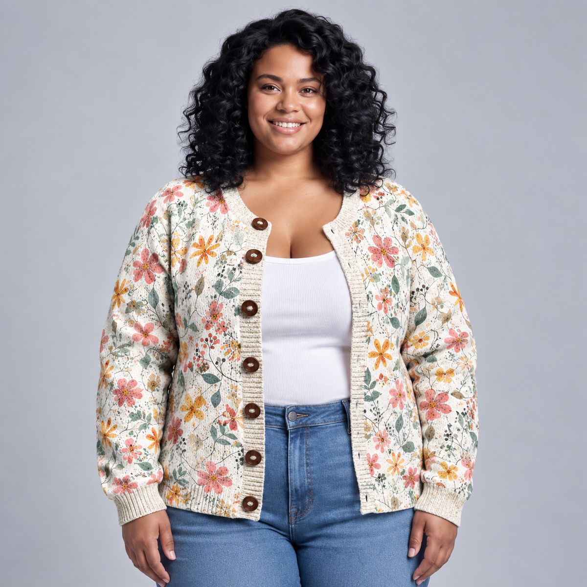 Greta | Vintage Floral Knit Cardigan
